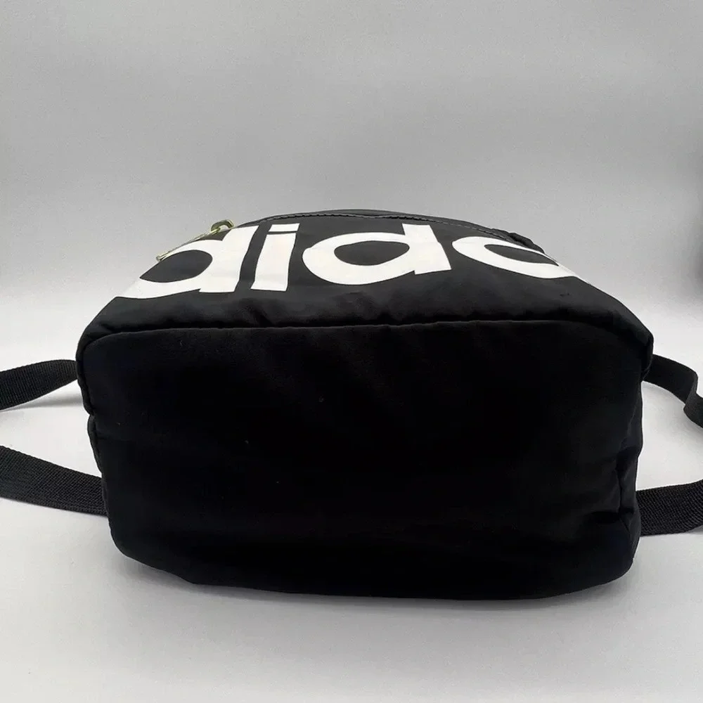 Adidas Mini Backpack Purse Black Gold Linear Logo Travel Bag School Sporty EUC - Picture 9 of 13